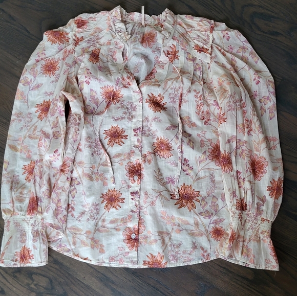 NWOT Free People Meant To Be Floral Blouse size XL - Picture 3 of 3